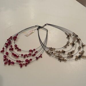 Elegant Multi-Strand Necklace with Red and Brown Beads